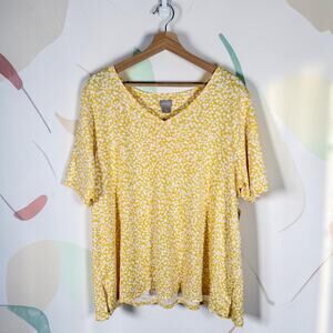 Chico's NWT Women's 4 XXL Cotton Slub Side Slit Elbow Dot Tee Golden Honey Shirt